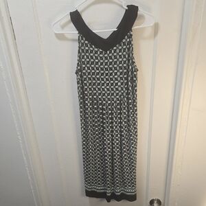 Maggy London Green, Black and White Geometric Midi Dress